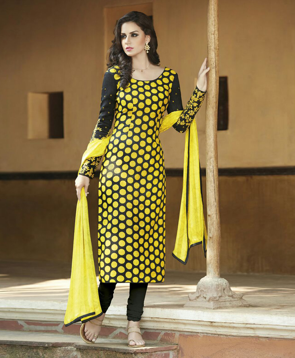 Yellow Bhagalpuri Churidar Suit 67259