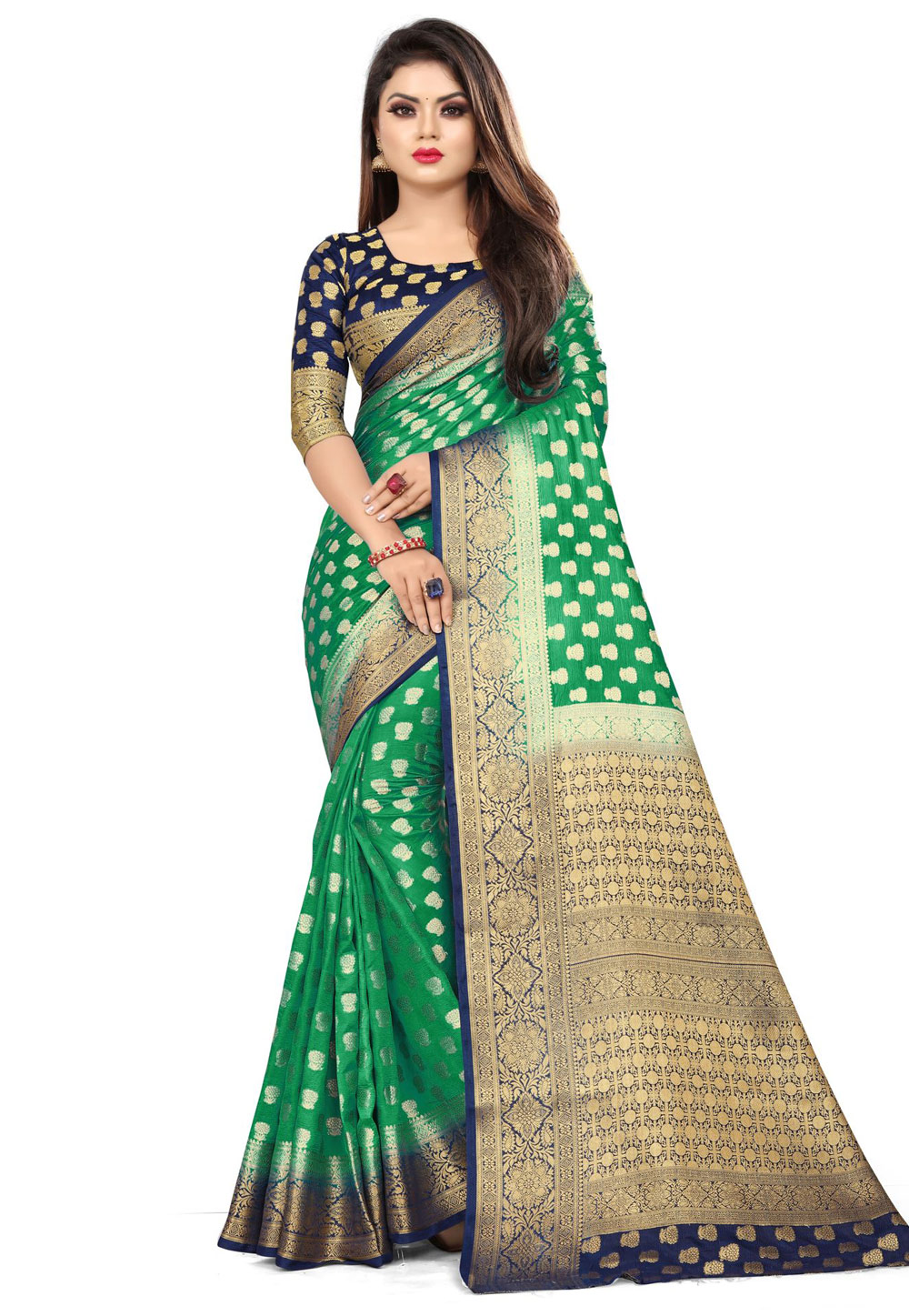 Green Silk Festival Wear Saree 214540