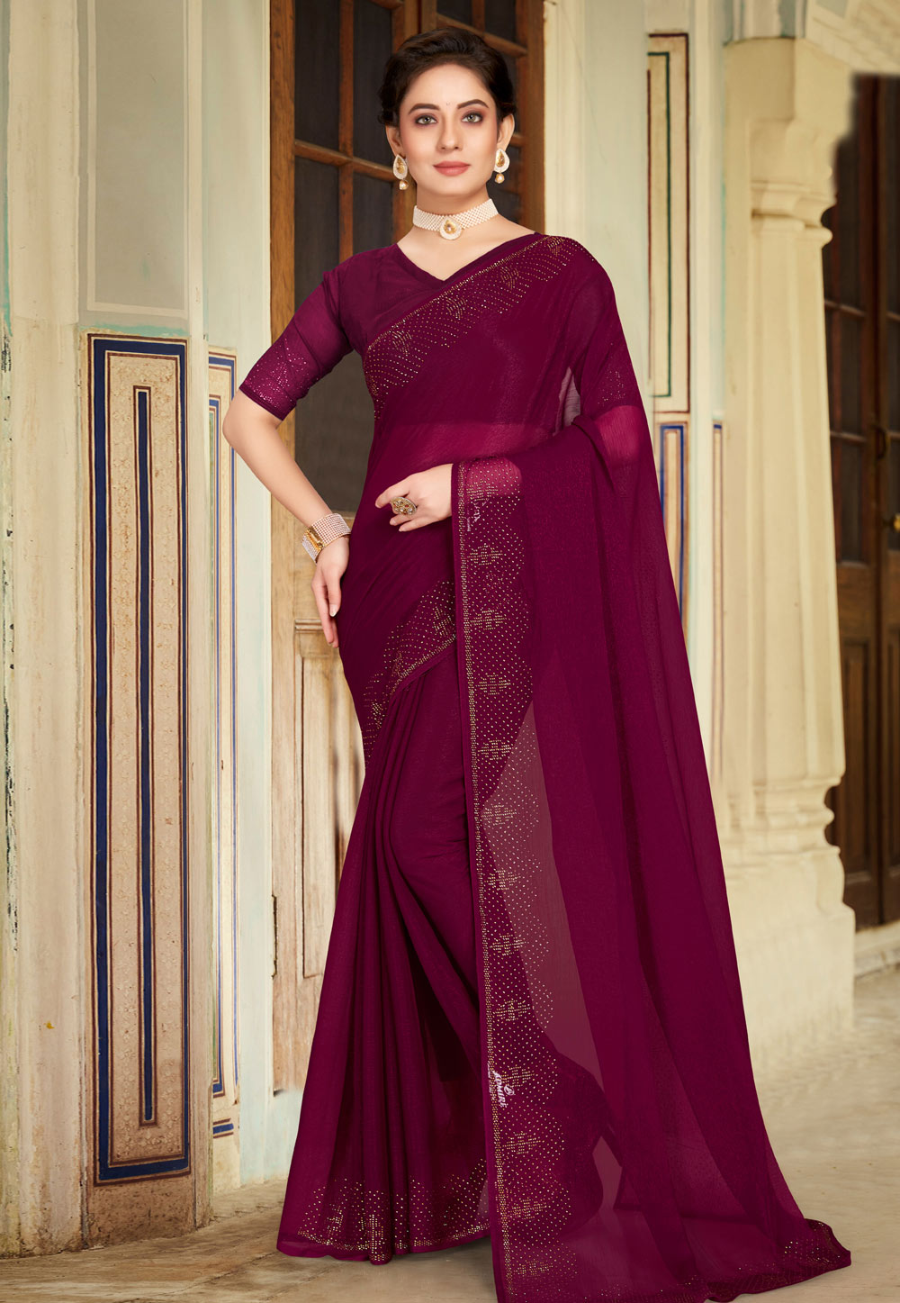 Shimmer Chiffon Saree - Shop Shimmer Chiffon Sarees Online