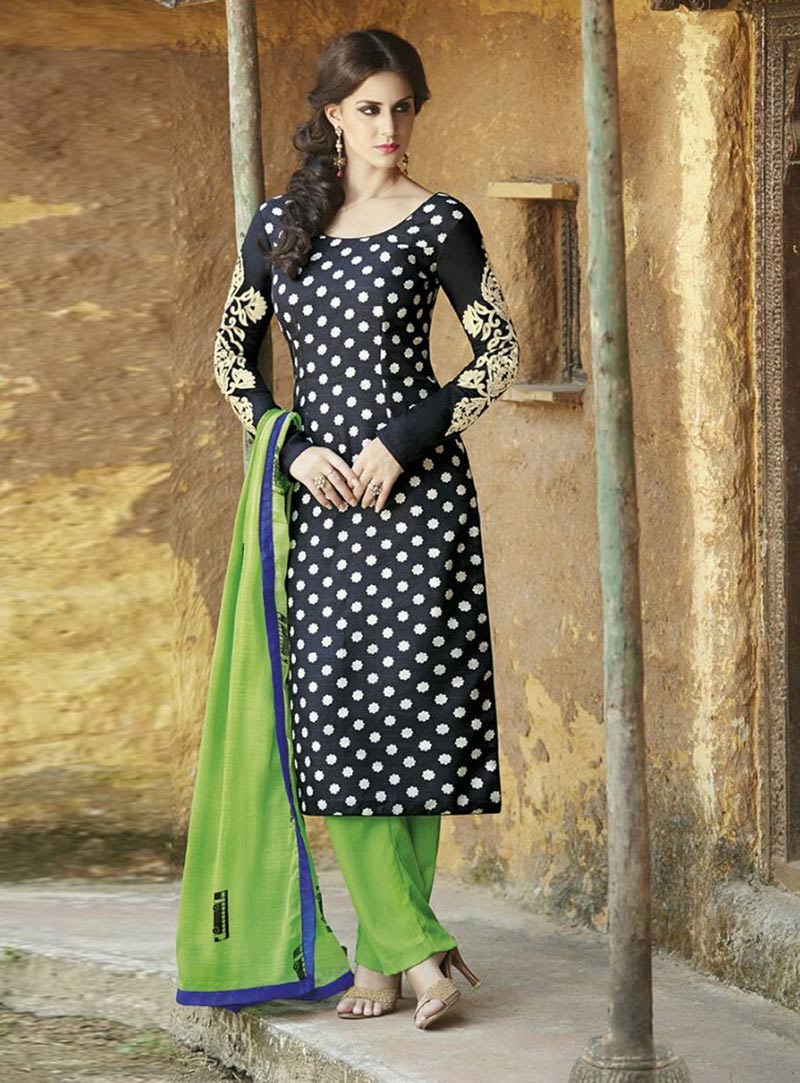 Black Bhagalpuri Pakistani Style Suit 67277