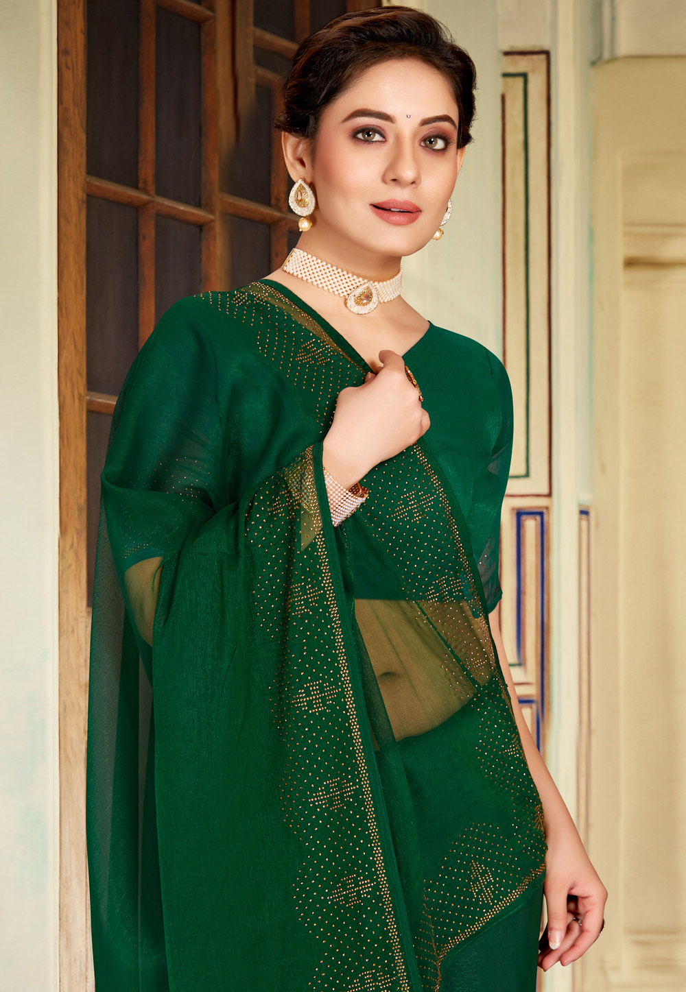 Sea Green Silk Desinger Saree, 6.3 m (with blouse piece) at Rs 1425 in Surat