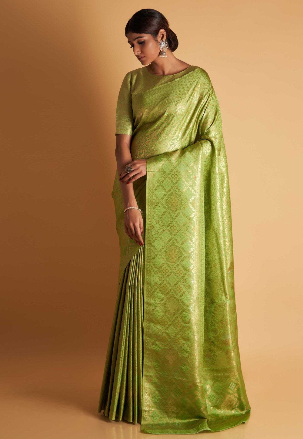 Light Green Kanjivaram Silk Saree With Blouse 268752