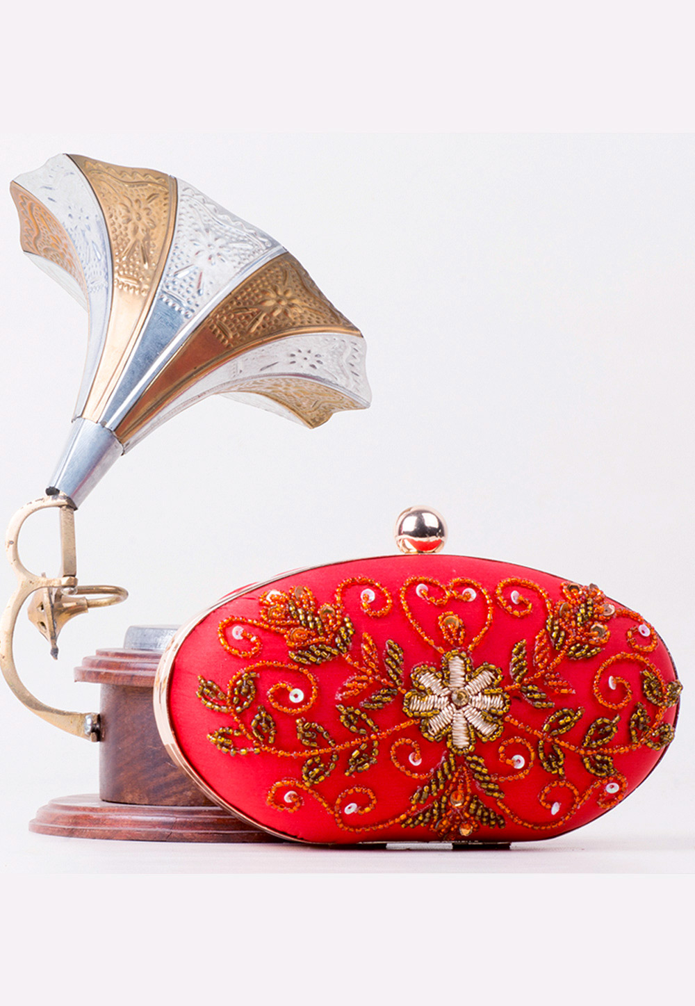 Red Synthetic Hand Work Clutch 172752