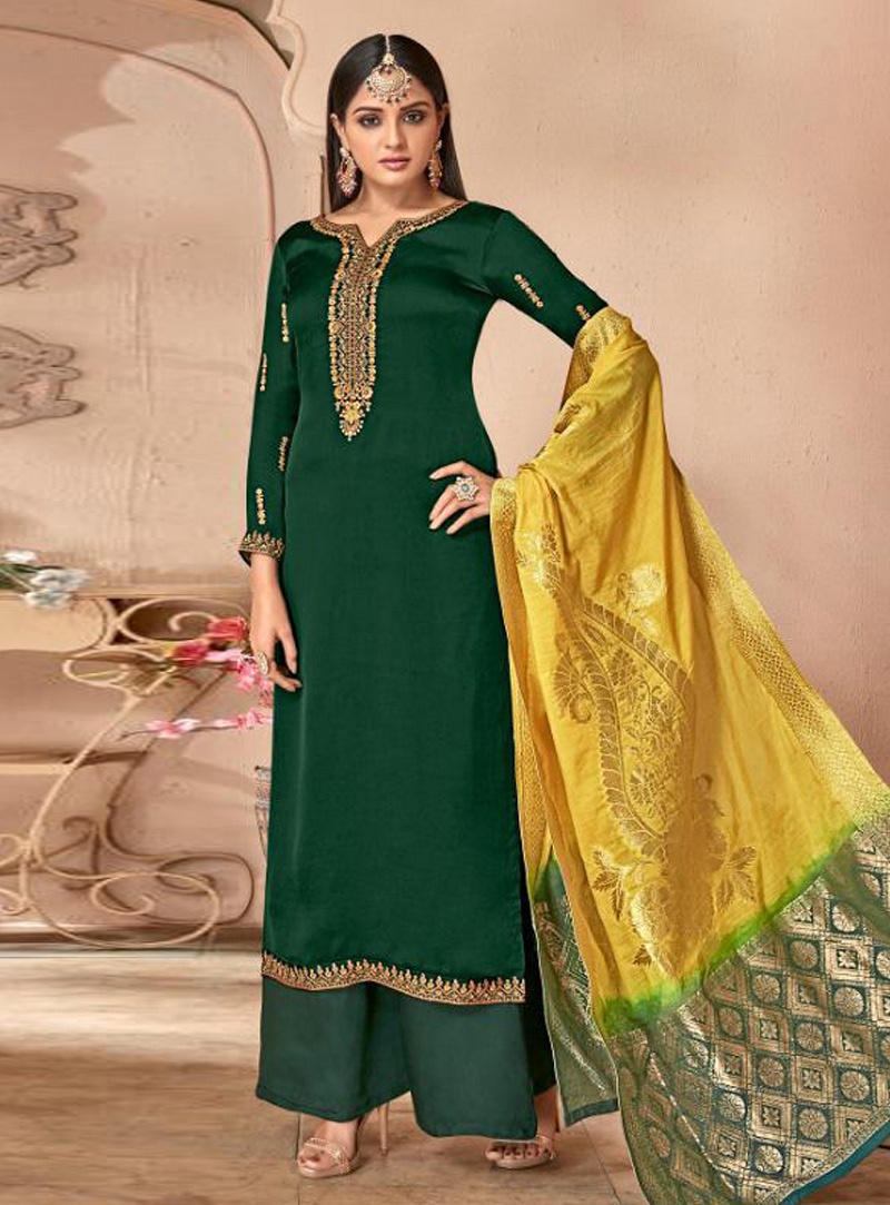 Green Georgette Kameez With Palazzo 147828