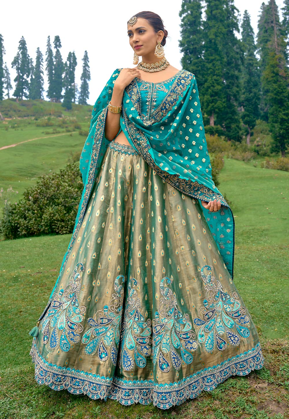 Turquoise Silk Lehenga Choli For Wedding 275647