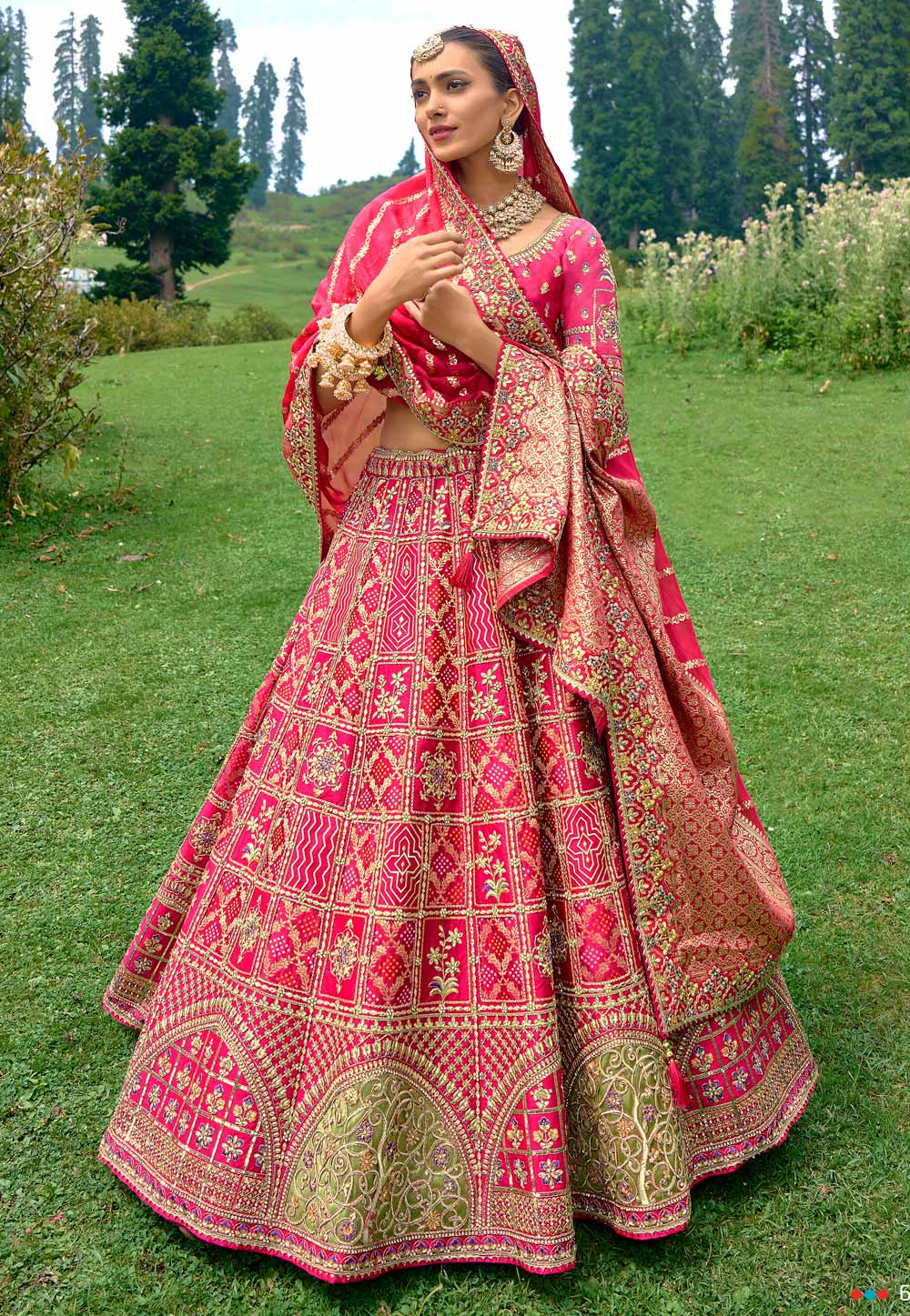 Pink Silk Circular Lehenga Choli For Wedding 275650