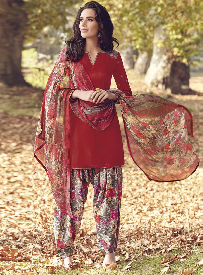 Red Pashmina Punjabi Suit 87347