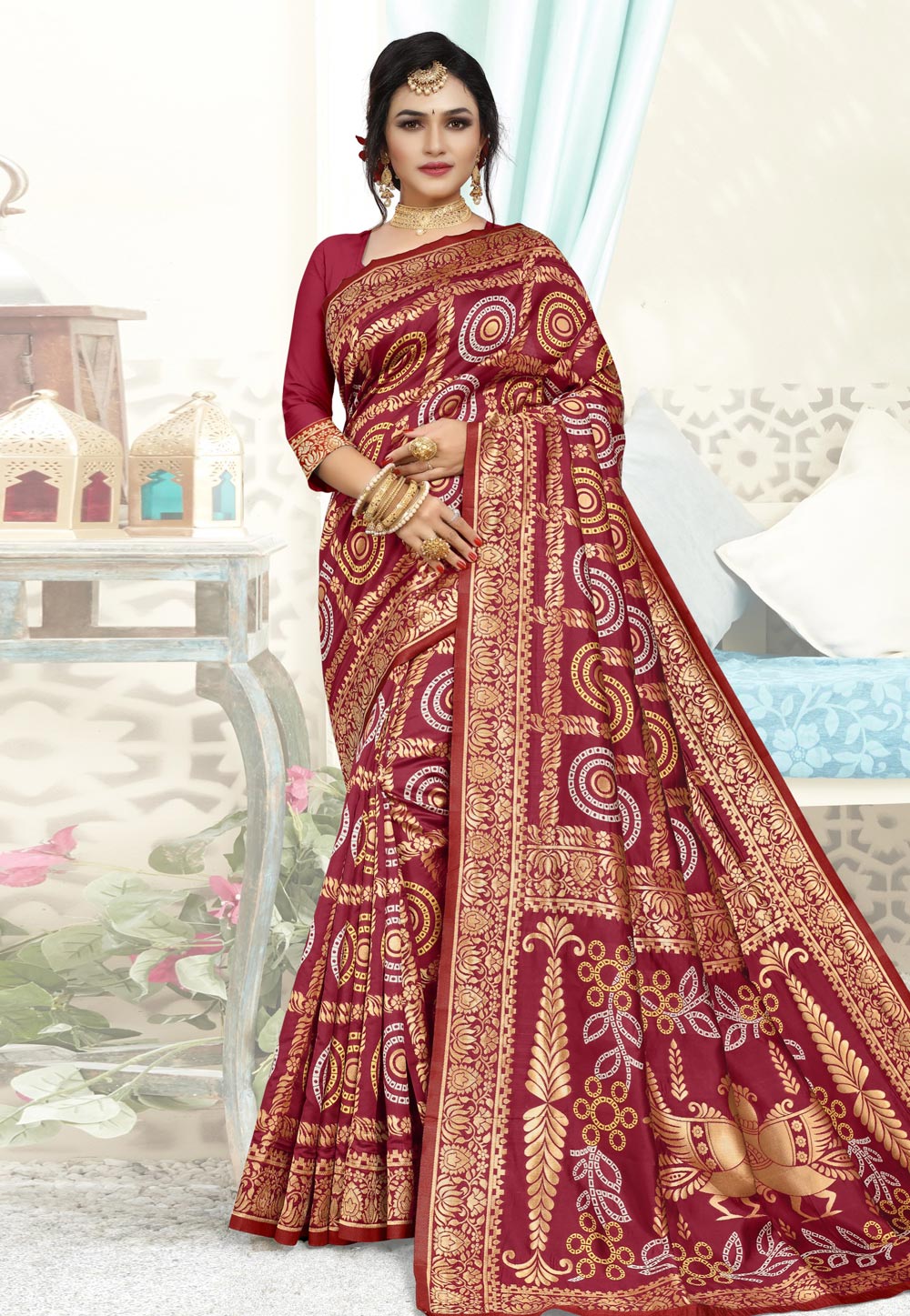 Magenta Silk Saree With Blouse 215965