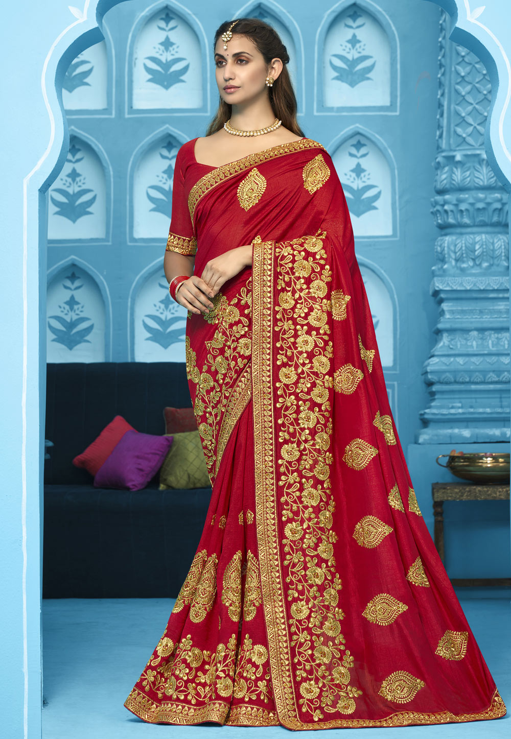 Red Georgette Saree With Blouse 232487