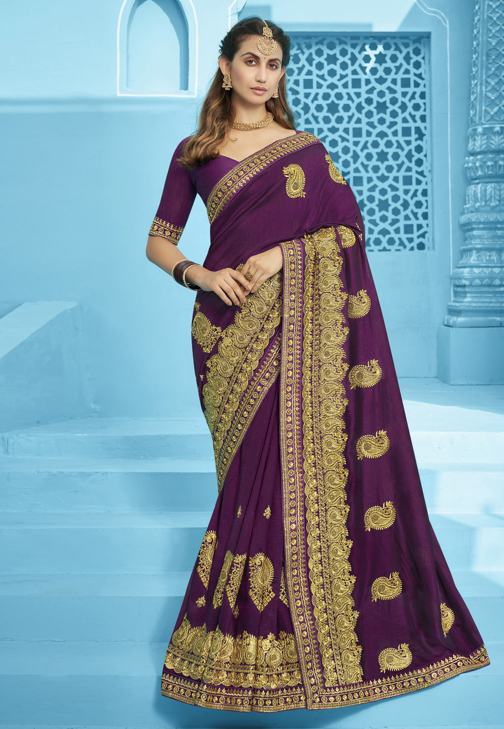 Purple Georgette Saree With Blouse 232489