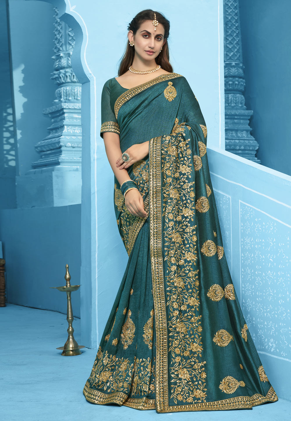 Blue Georgette Saree With Blouse 232491