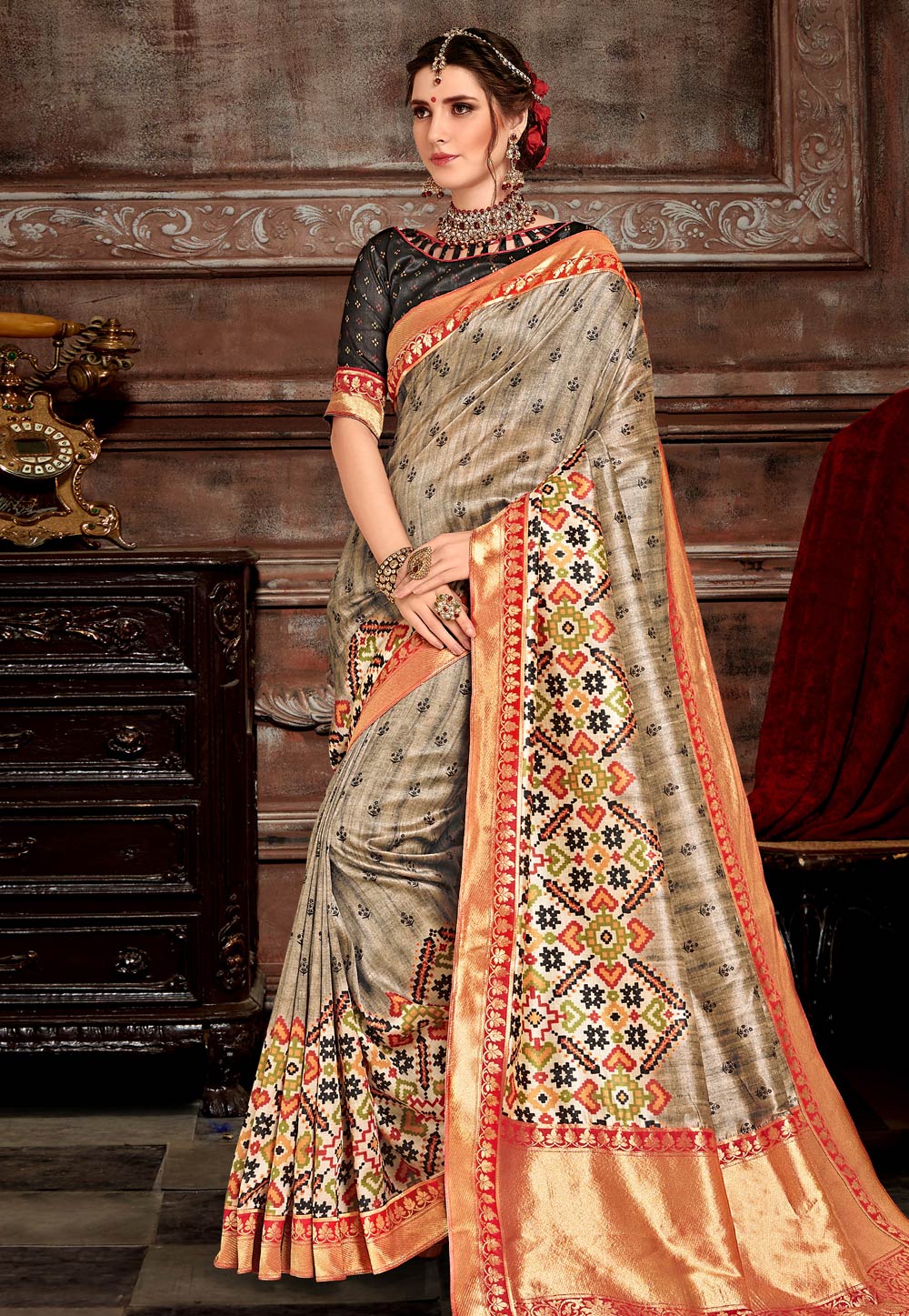 Beige Bhagalpuri Silk Festival Wear Saree 175213
