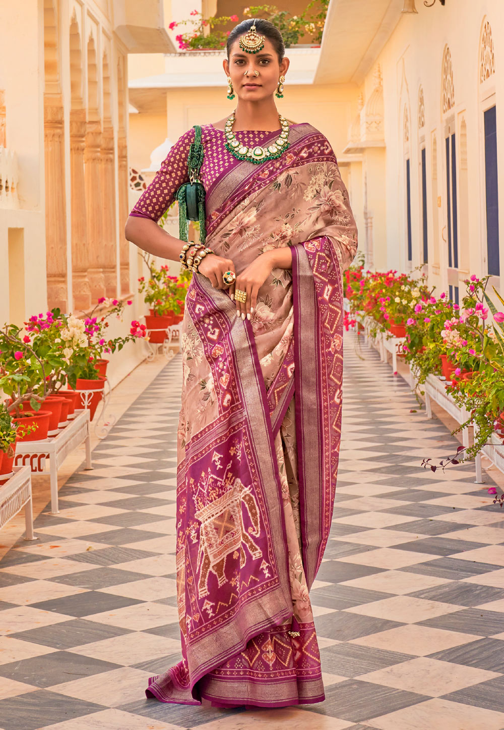 Light Pink Silk Saree With Blouse 262544