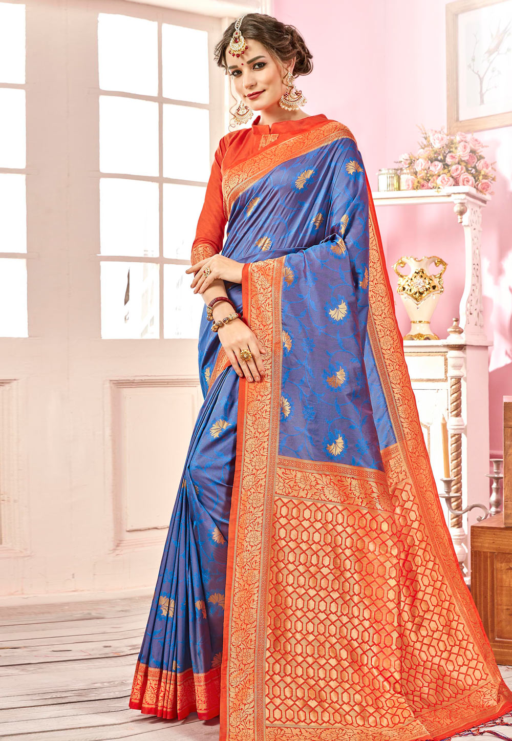 Blue Banarasi Silk Festival Wear Saree 175456