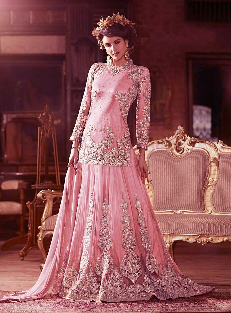 Pink Net Wedding Salwar Kameez 80652