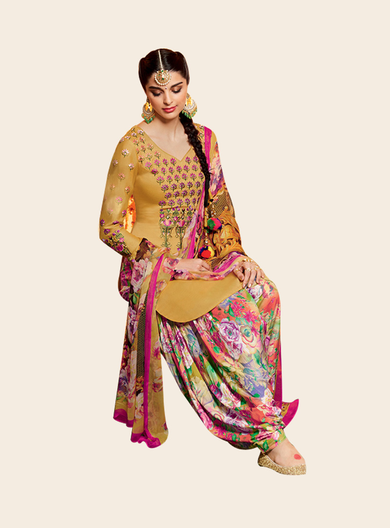 Giselli Monteiro Beige Cotton Satin Punjabi Suit 73514