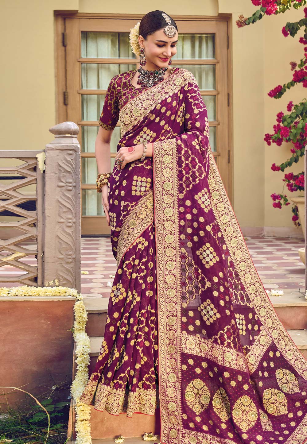 Purple Georgette Saree With Blouse 255602