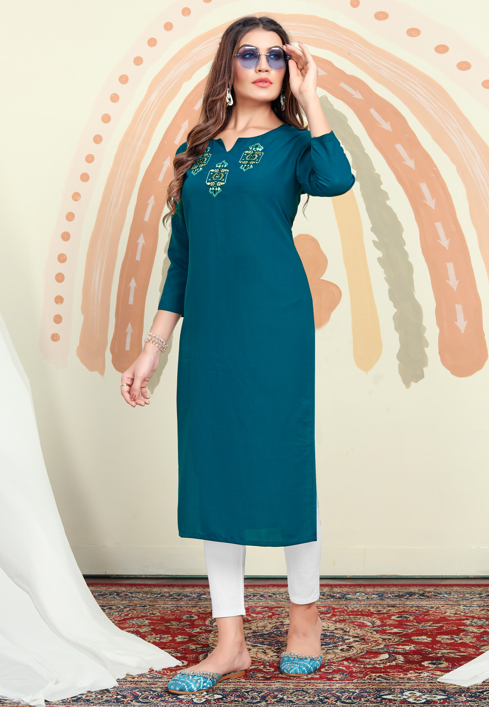 Teal Cotton Long Tunic 270700