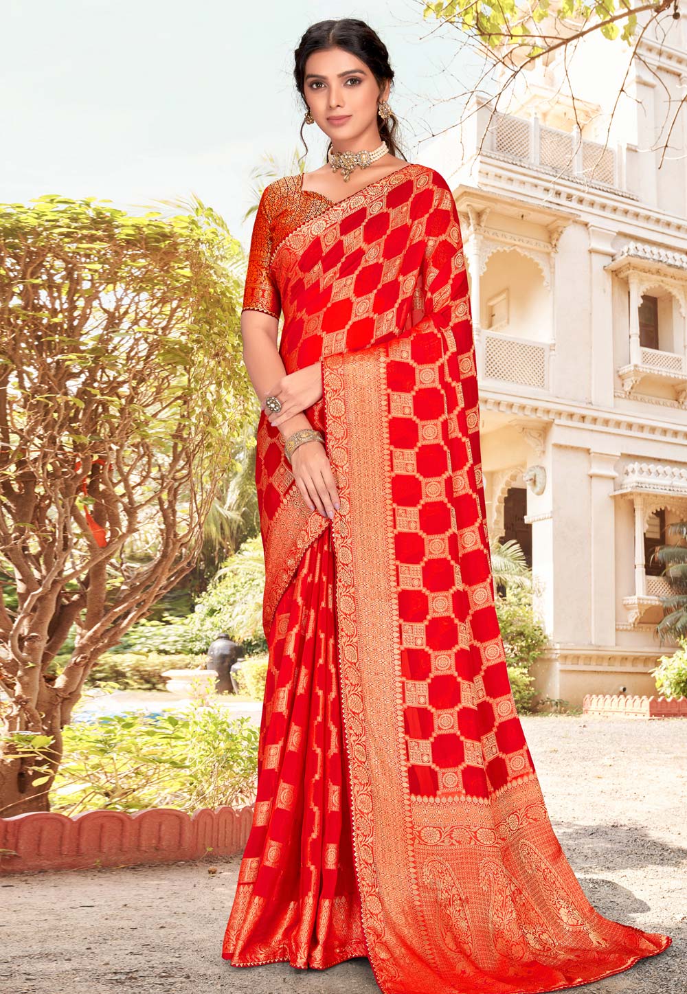 Red Soft Silk Saree With Blouse 252671