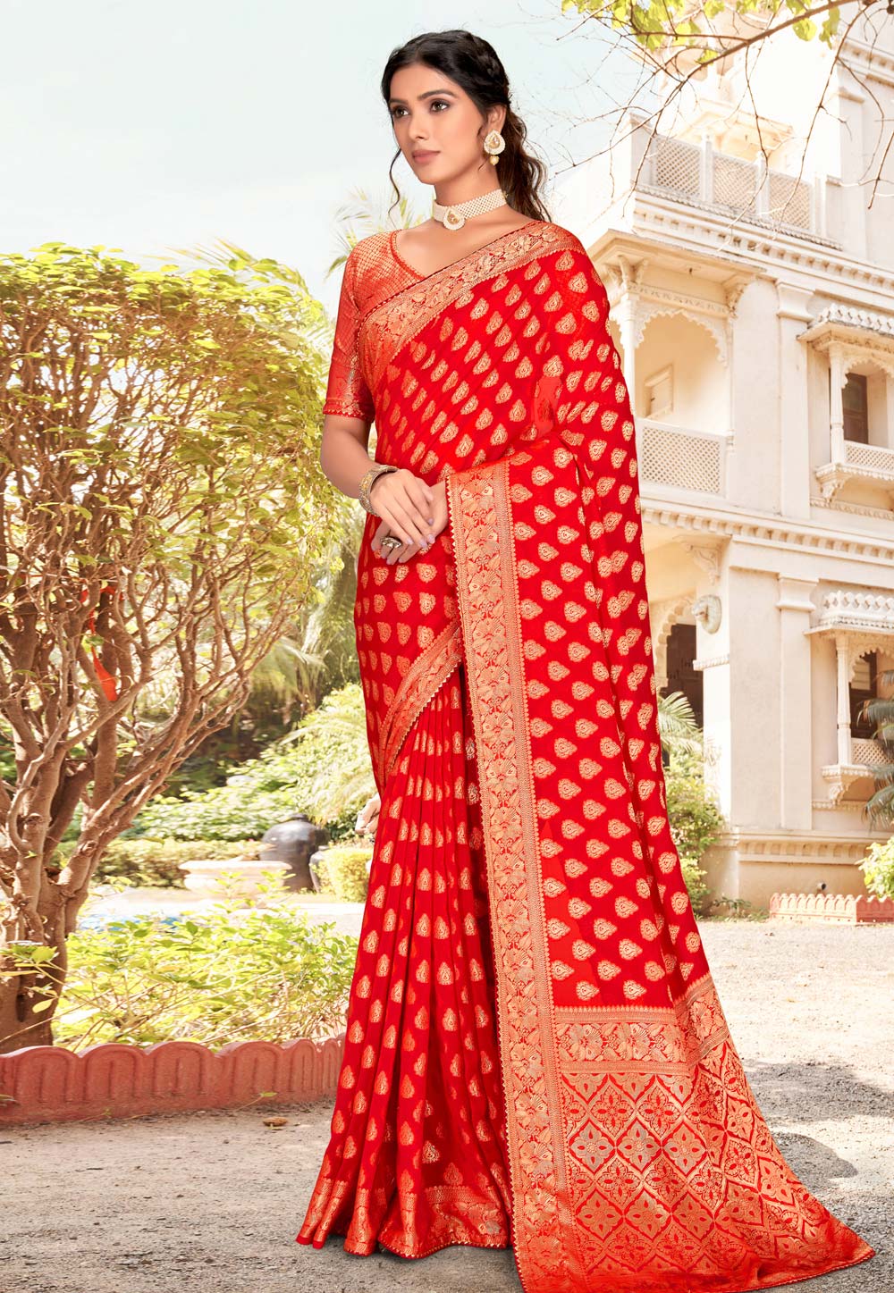 Red Soft Silk Saree With Blouse 252679