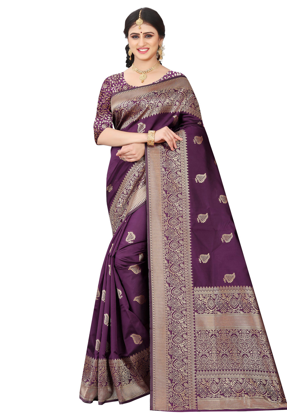 Purple Banarasi Festival Wear Saree 236571