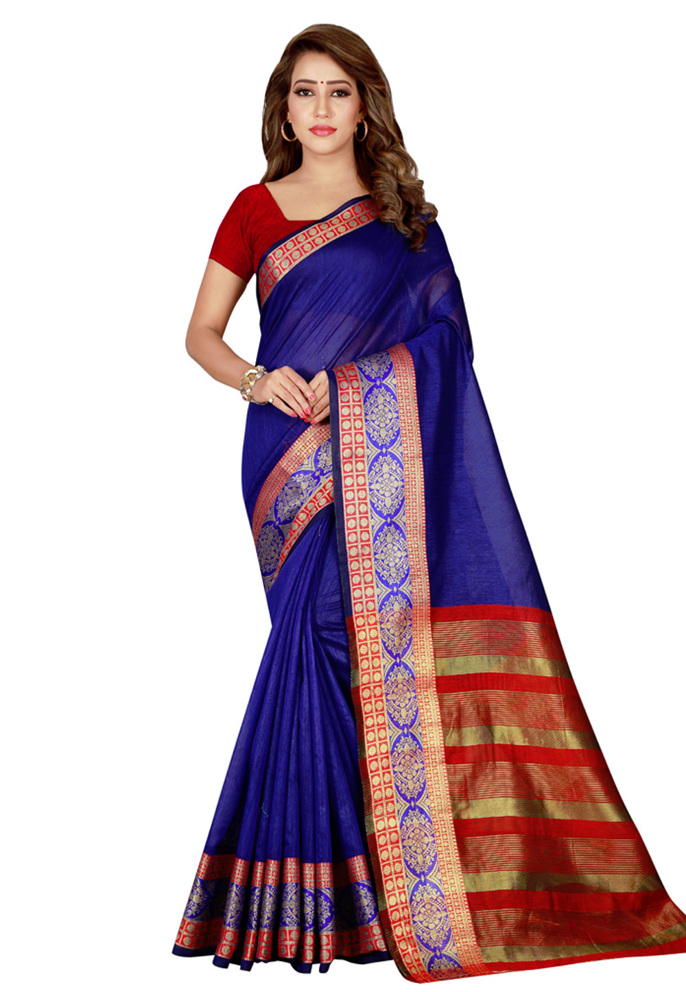 Blue Cotton Silk Festival Wear Saree 162057