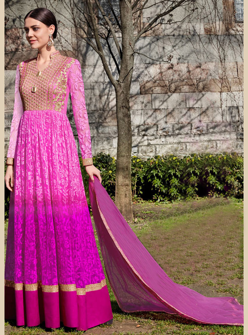 Pink Georgette Anarkali Suit 143713
