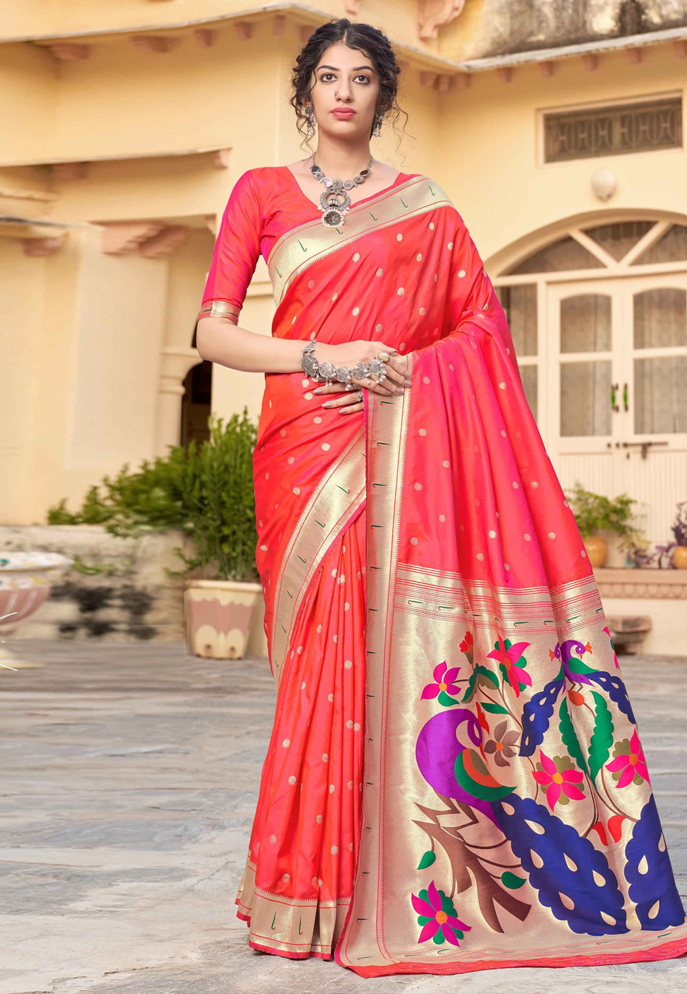 Pink Banarasi Silk Paithani Saree 236371
