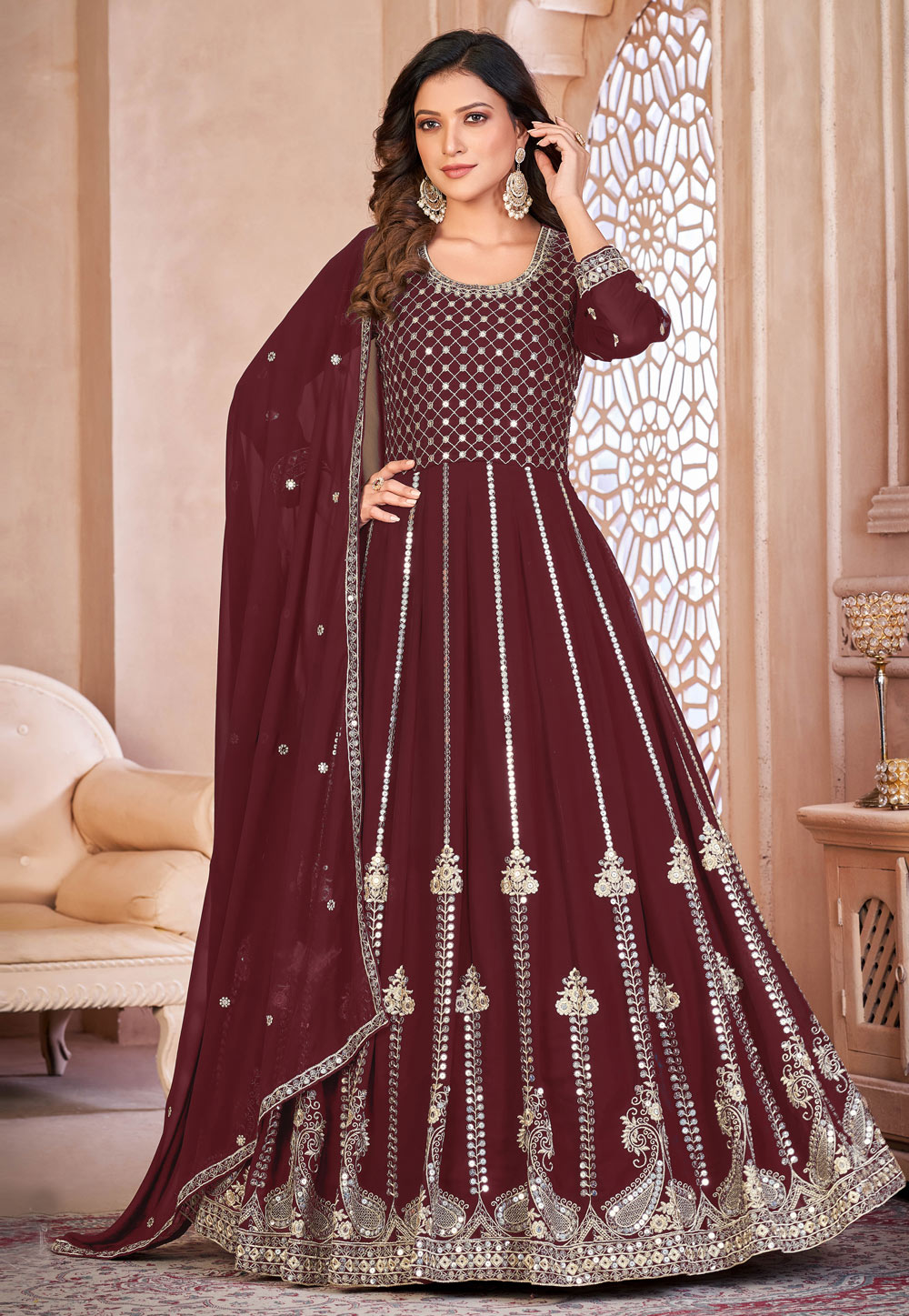 Anarkali hot sale mehndi dress