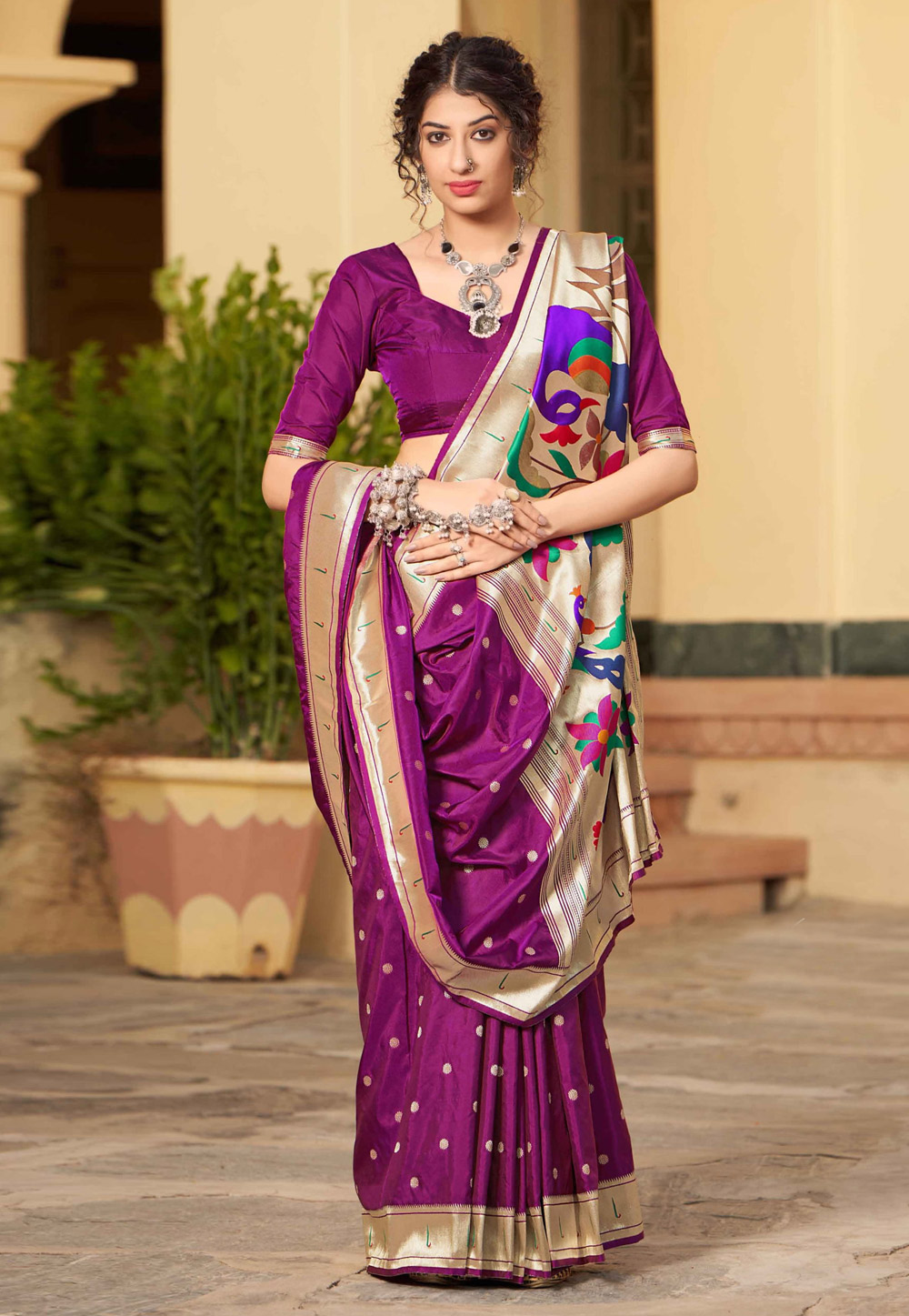 Purple Banarasi Silk Paithani Saree 236373