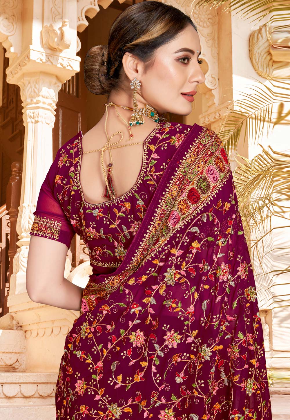 Mitera Maroon Solid Satin Saree Price in India, Full Specifications &  Offers | DTashion.com