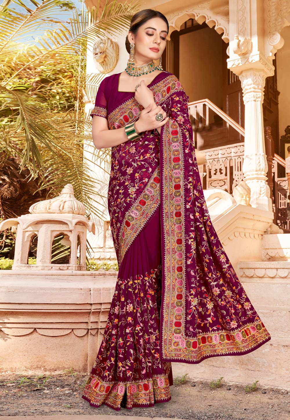 Purple Georgette Saree With Blouse 254818