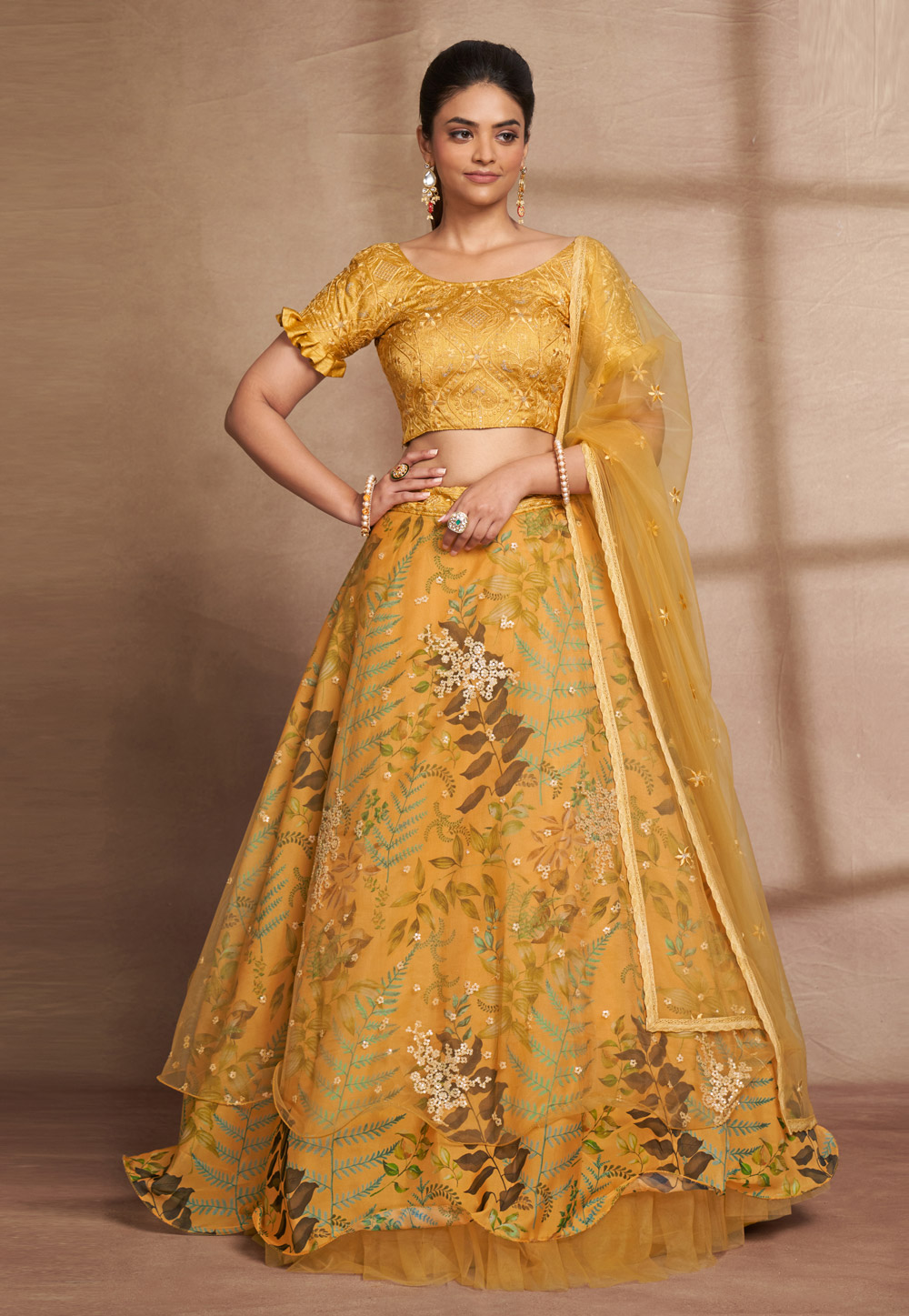 Pakistani Bridal Yellow Orange Lehenga Choli Dress Online – Nameera by  Farooq