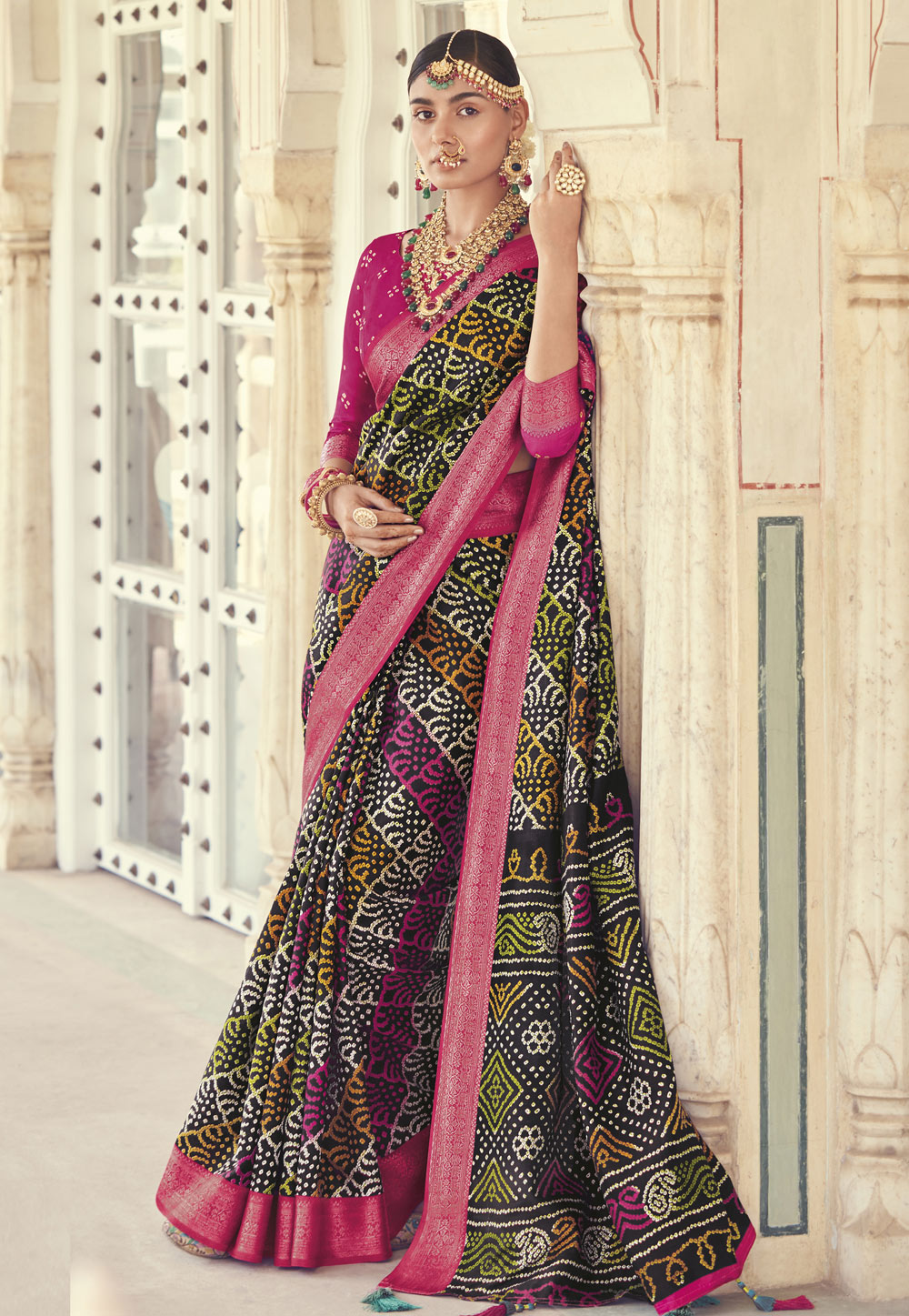 Multicolor Patola Silk Saree With Blouse 265503