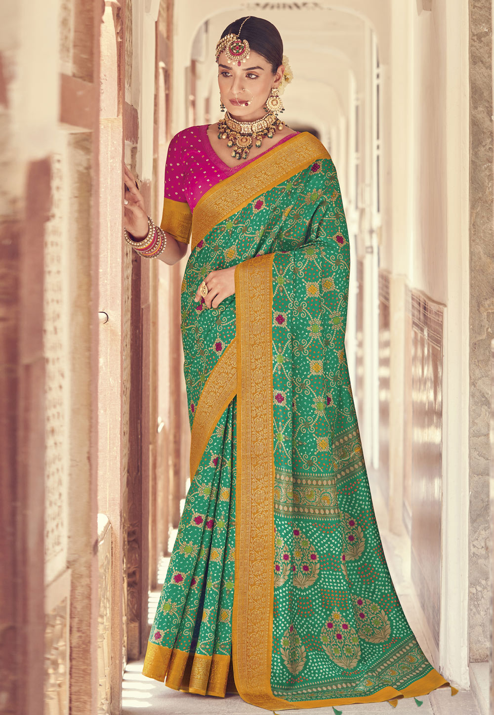 Green Patola Silk Saree With Blouse 265505
