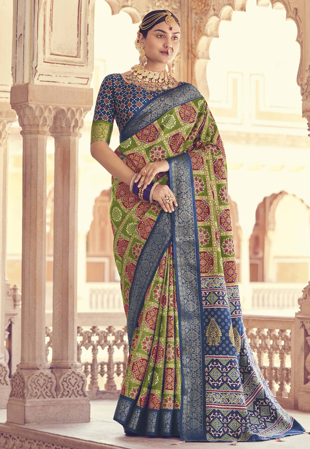 Green Patola Silk Saree With Blouse 265511