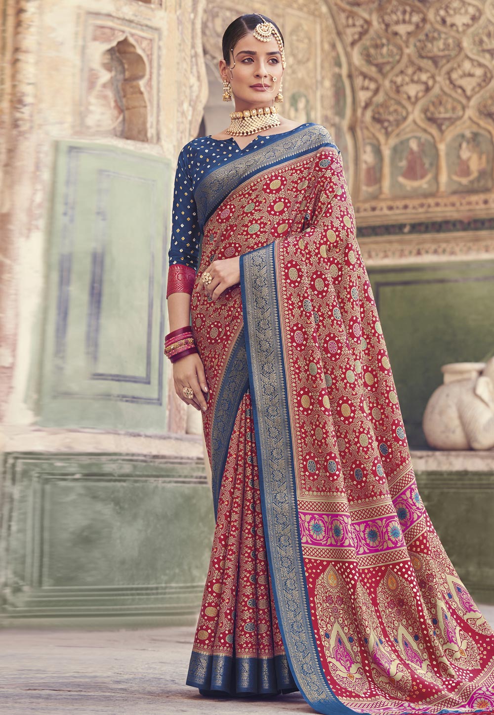 Red Patola Silk Saree With Blouse 265513