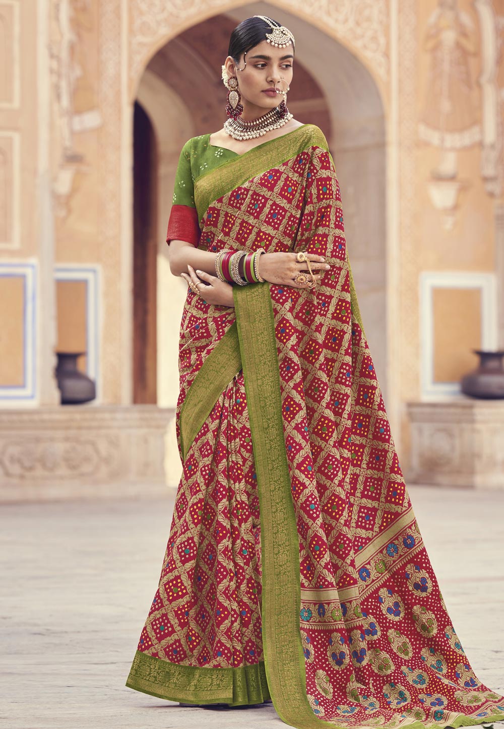 Red Patola Silk Saree With Blouse 265517