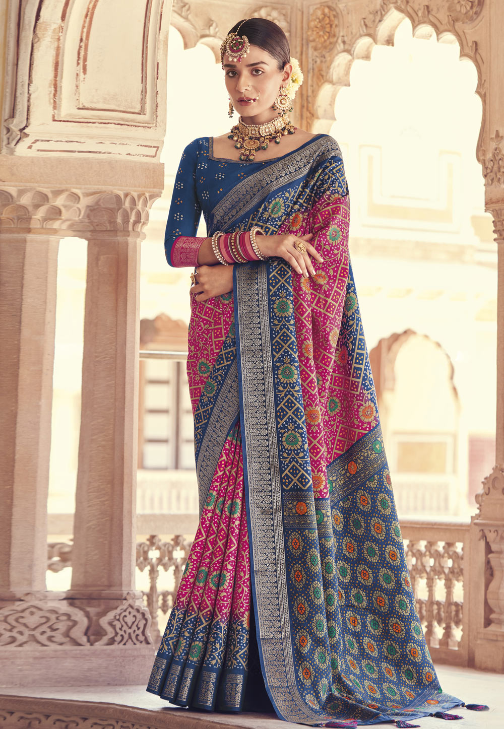 Pink Patola Silk Saree With Blouse 265519