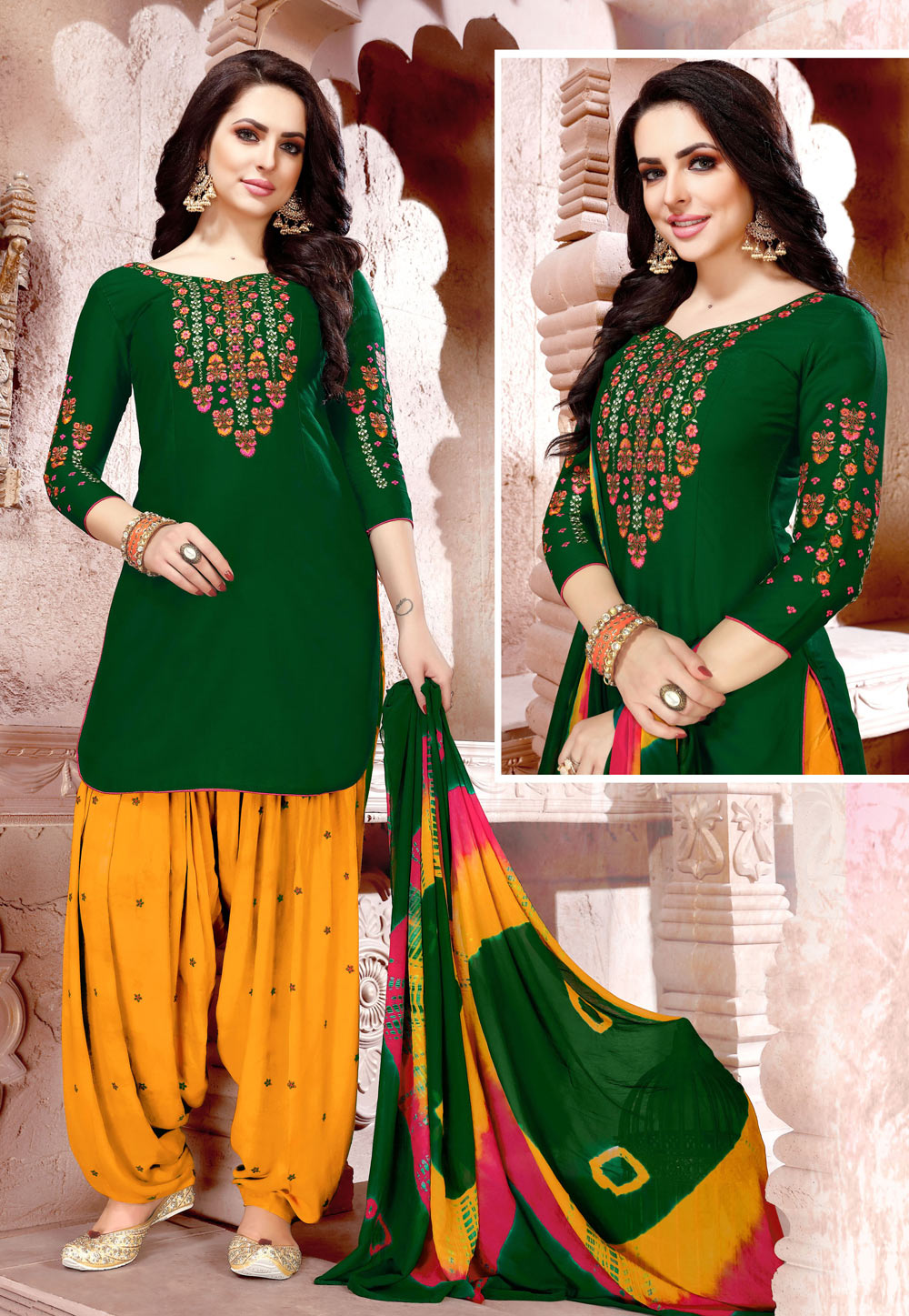 Green Cotton Punjabi Suit 155755