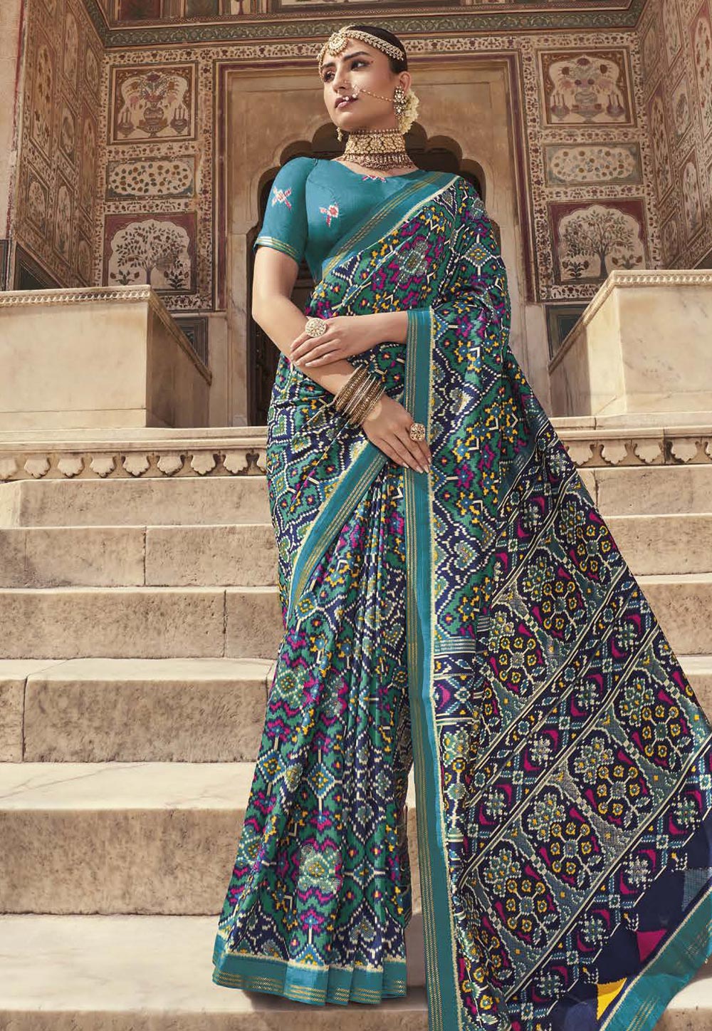 Teal Soft Silk Saree With Blouse 265016