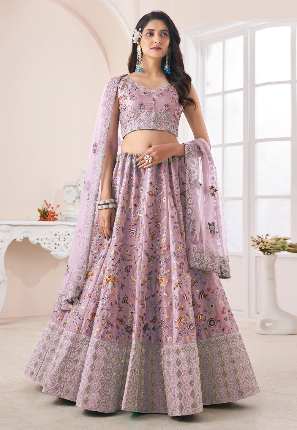 Pankhuri Pink And purple lehenga set-Plus Size Clothing(XS-10XL) – THE PLUS  SIZE STORE by Meera Creations