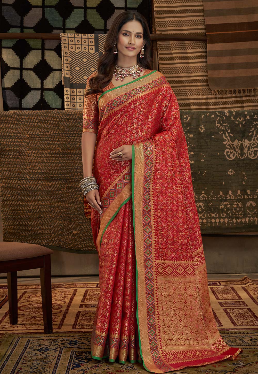 Red Silk Saree With Blouse 254333