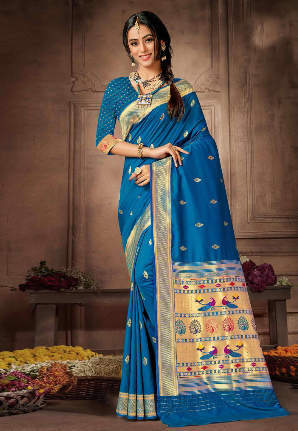 Blue Silk Paithani Saree 272014
