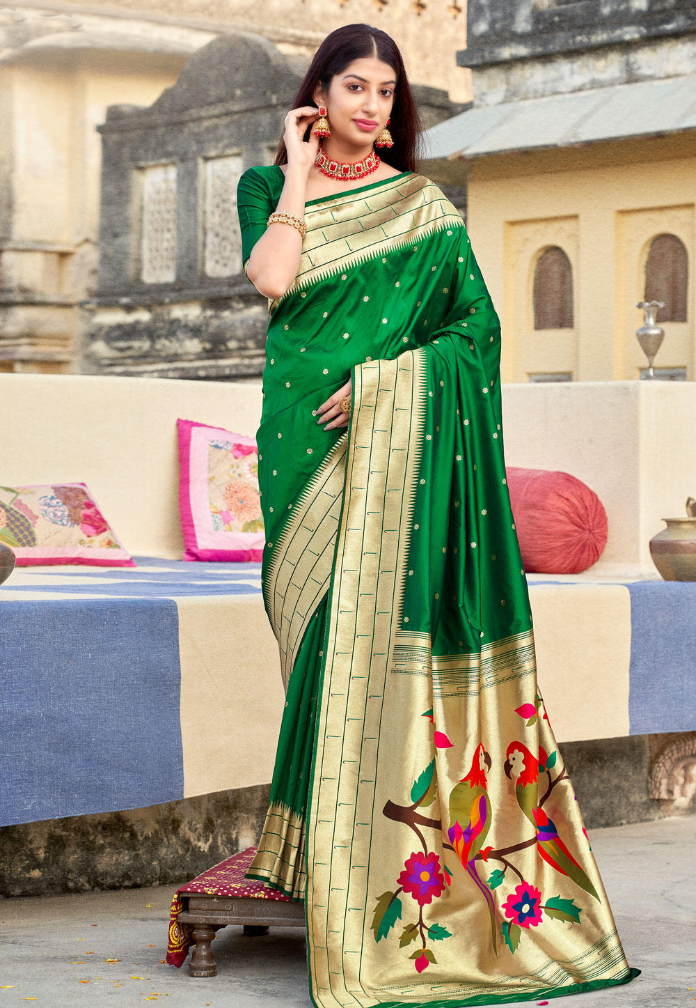Green Banarasi Silk Paithani Saree 236710