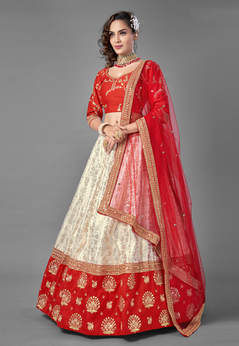 Red Art Silk Bridal Lehenga Choli 224372
