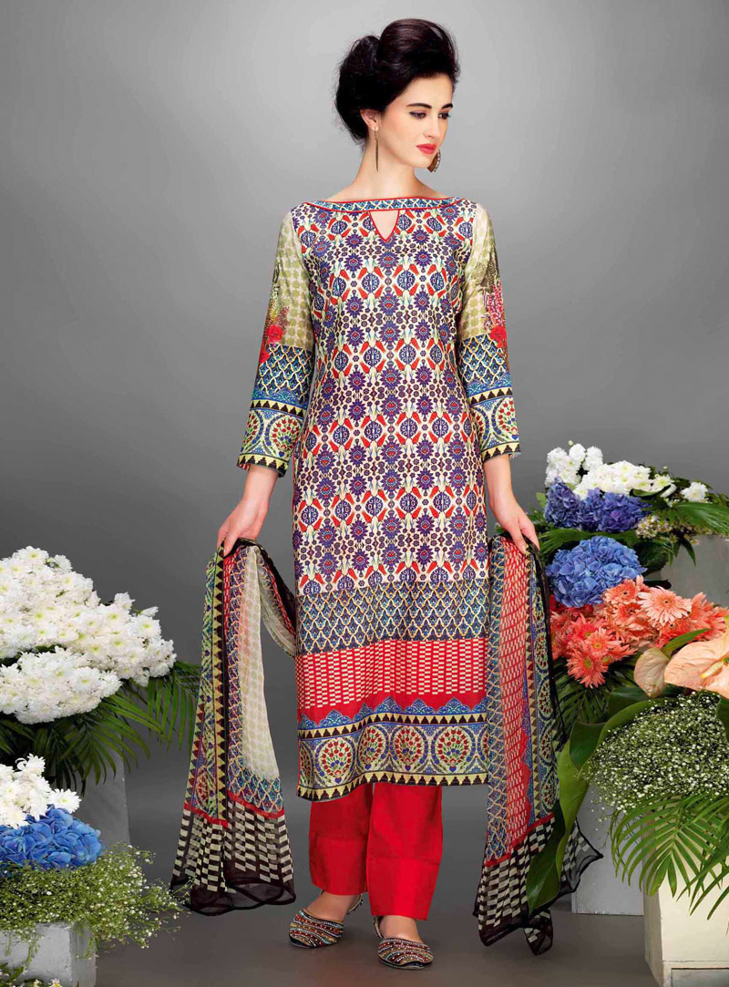 Purple Cotton Pakistani Style Suit 117525
