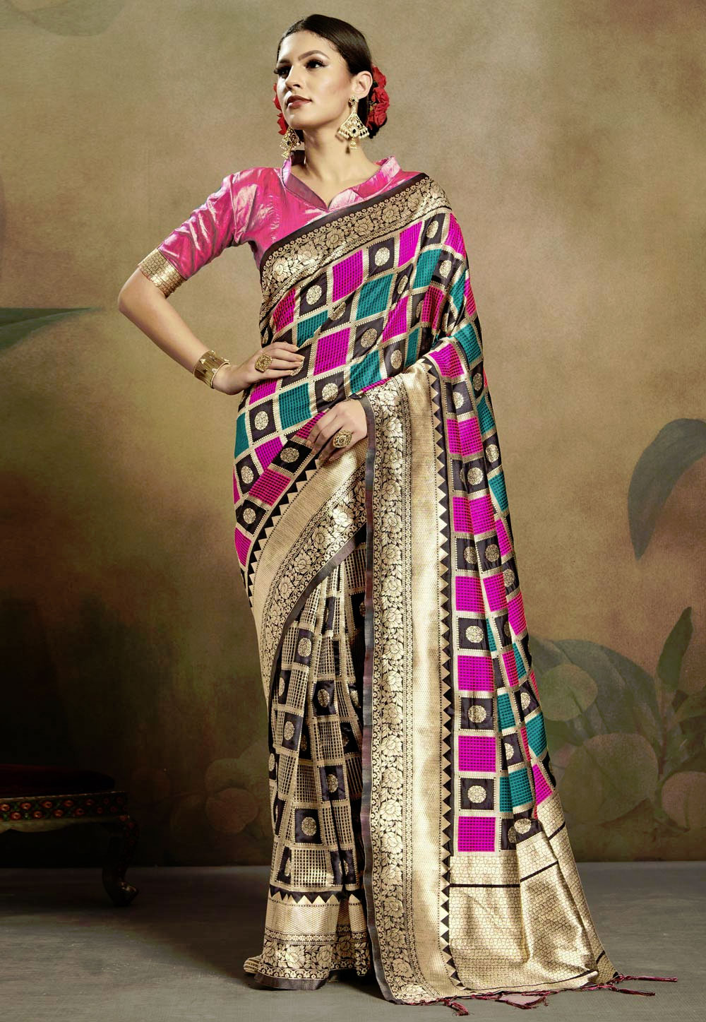 Magenta Banarasi Silk Festival Wear Saree 176851