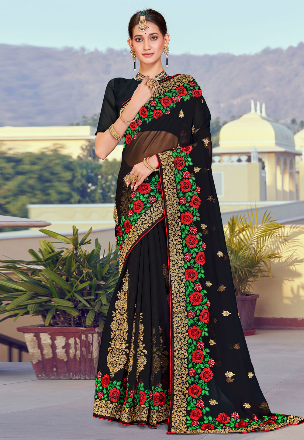 Black Georgette Saree With Blouse 261739