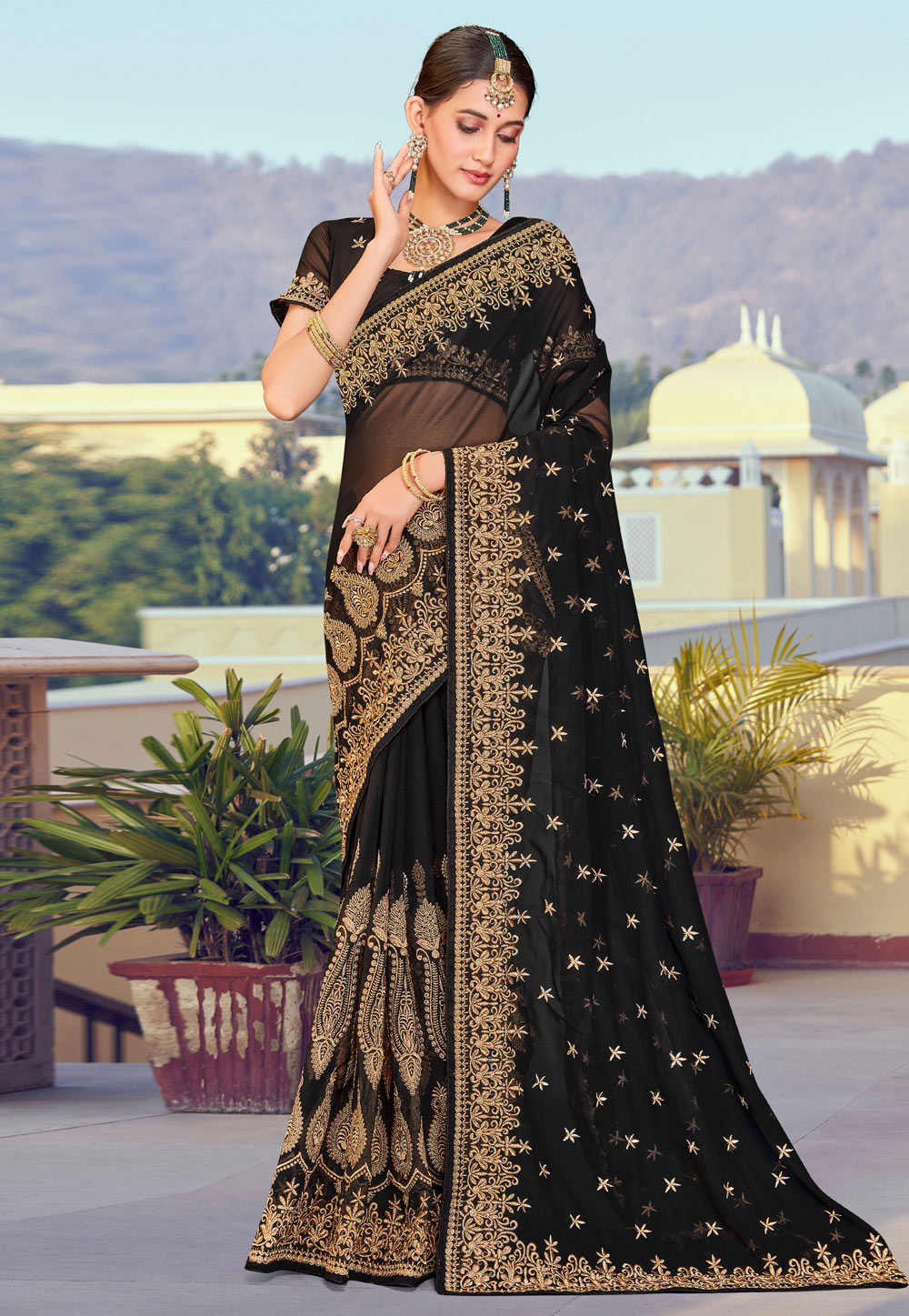 Black Georgette Saree With Blouse 261747